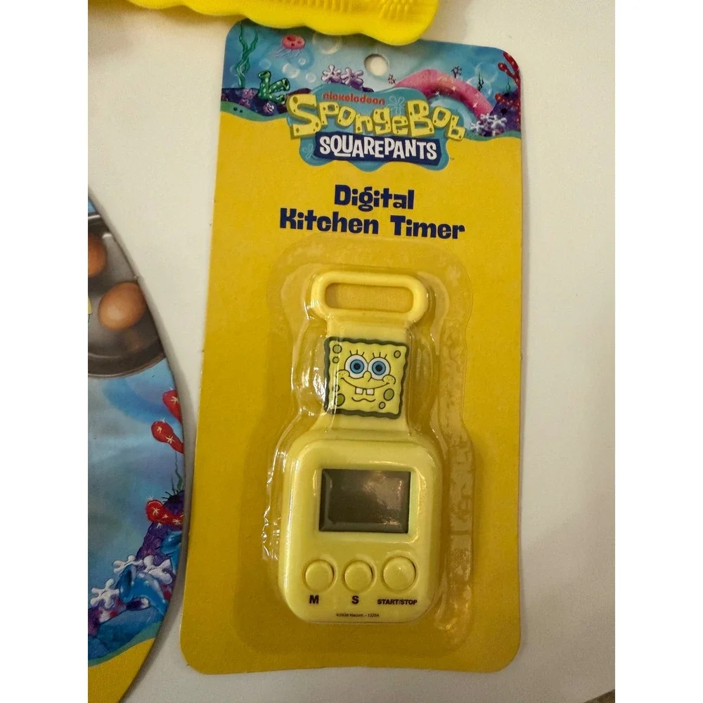 SpongeBob SquarePants Kitchen Set Timer Measuring Spoons Pot Holder Towel 10pc